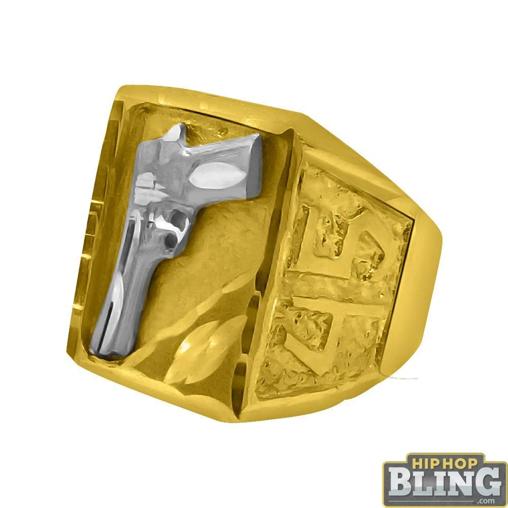10K Gold Mens 45 Gun Mens Ring 3 10K Gold Mens 45 Gun Mens Ring
