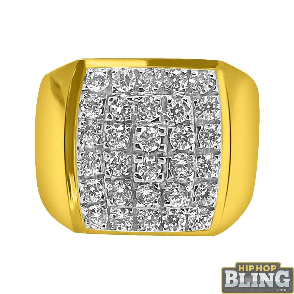 10K Yellow Gold CZ Mens Bold Bling Bling Ring 3 10K Yellow Gold CZ Mens Bold Bling Bling Ring