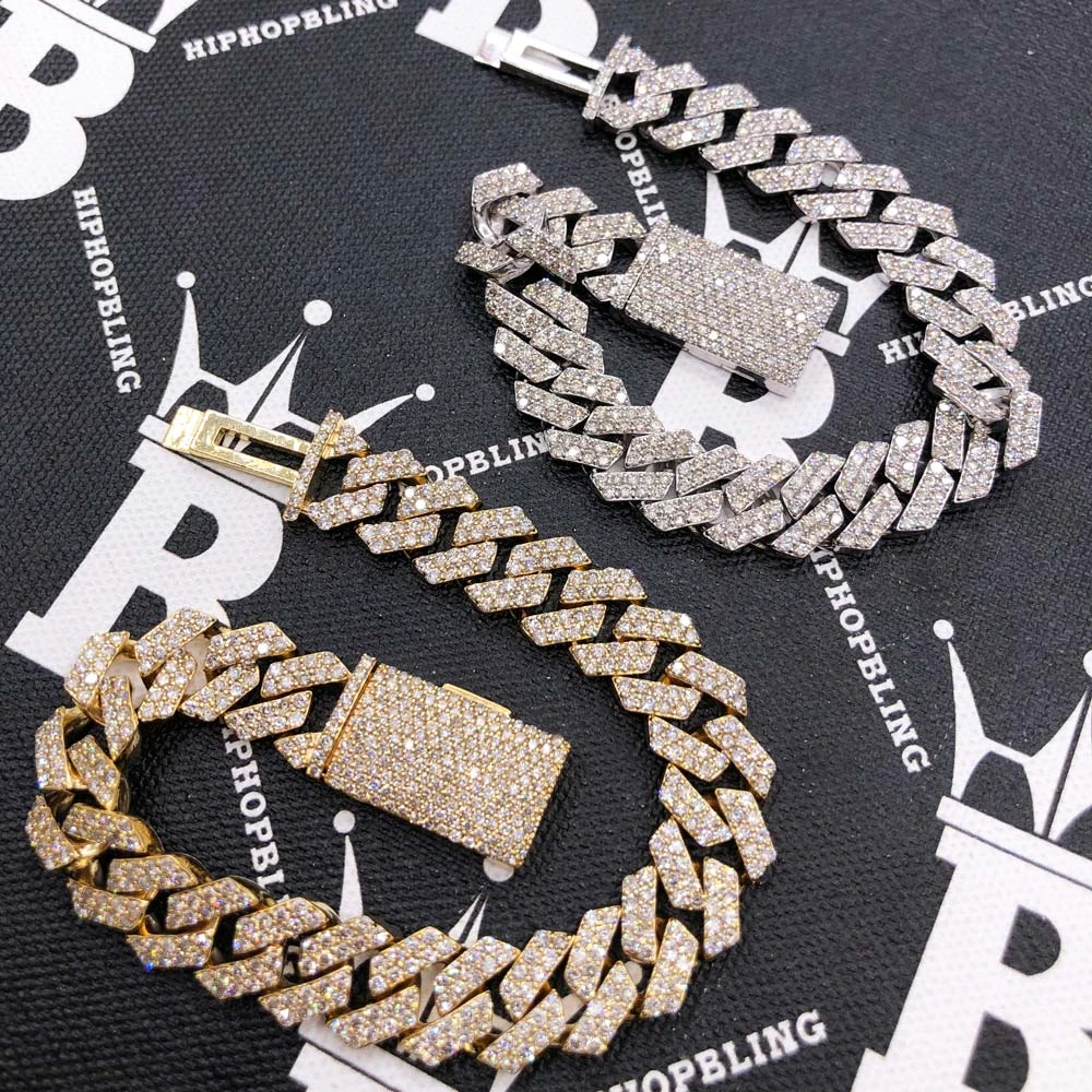 13MM Sharp Cuban Diamond Bracelet 11.05 Carats 10K Yellow / White Gold 4 13MM Sharp Cuban Diamond Bracelet 11.05 Carats 10K Yellow / White Gold - Image 2