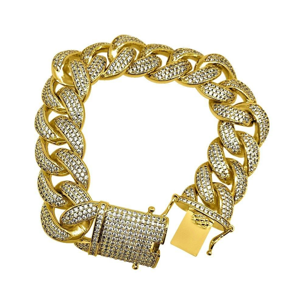19MM Miami Cuban Gold CZ Ice Lock CZ Bling Bracelet 3 19MM Miami Cuban Gold CZ Ice Lock CZ Bling Bracelet