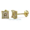 3D Box Kite S Gold Micro Pave CZ Earrings