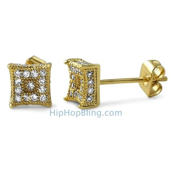 3D Box Kite S Gold Micro Pave CZ Earrings 3 3D Box Kite S Gold Micro Pave CZ Earrings