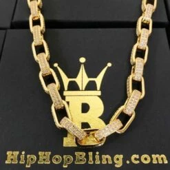 3D Box Link Gold Hip Hop CZ Bling Bling Chain -Luxe Jewelry Sales 3d box link gold hip hop cz bling bling chain hiphopbling 831696