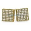 3D Box XL Gold CZ Micro Pave Bling Earrings