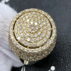3D Circular Domed Diamond Ring 5.78cttw 10K Yellow Gold
