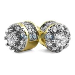 3D Cluster Gold CZ Bling Bling Earrings