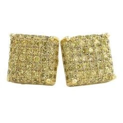 3D Square CZ Bling Bling Earrings -Luxe Jewelry Sales 3d square cz bling bling earrings canary gold hiphopbling 397311