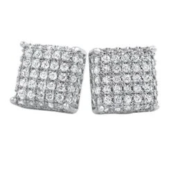 3D Square CZ Bling Bling Earrings -Luxe Jewelry Sales 3d square cz bling bling earrings white gold hiphopbling 709361