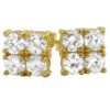 4 Stone Box Gold CZ Diamond Bling Bling Earrings -Luxe Jewelry Sales 4 stone box gold cz diamond bling bling earrings default title hiphopbling 772060