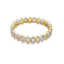 4MM Sharp Cuban Link .50cttw Diamond Ring 10K Gold