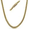 6MM CZ Diamond Clasp Gold Steel Franco Chain (24 Inches)