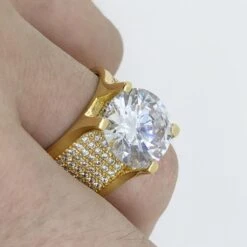 .925 Silver 20ct Solitaire Eternity Band Gold CZ Ring 10 .925 Silver 20ct Solitaire Eternity Band Gold CZ Ring -Luxe Jewelry Sales 925 silver 20ct solitaire eternity band gold cz ring hiphopbling 240839