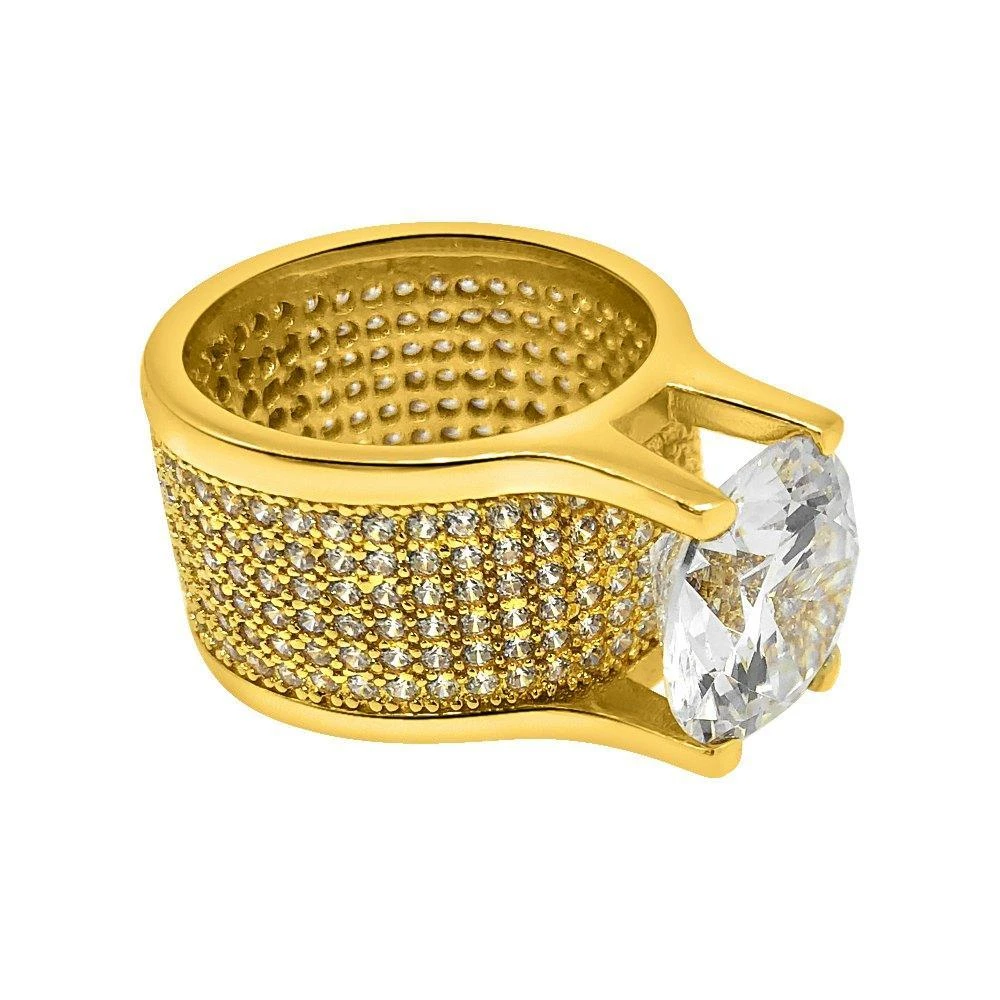 .925 Silver 20ct Solitaire Eternity Band Gold CZ Ring 3 .925 Silver 20ct Solitaire Eternity Band Gold CZ Ring