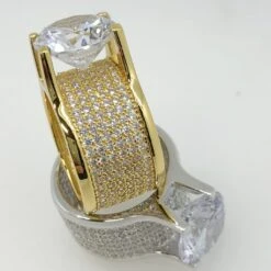 .925 Silver 20ct Solitaire Eternity Band Gold CZ Ring 11 .925 Silver 20ct Solitaire Eternity Band Gold CZ Ring -Luxe Jewelry Sales 925 silver 20ct solitaire eternity band gold cz ring hiphopbling 478358