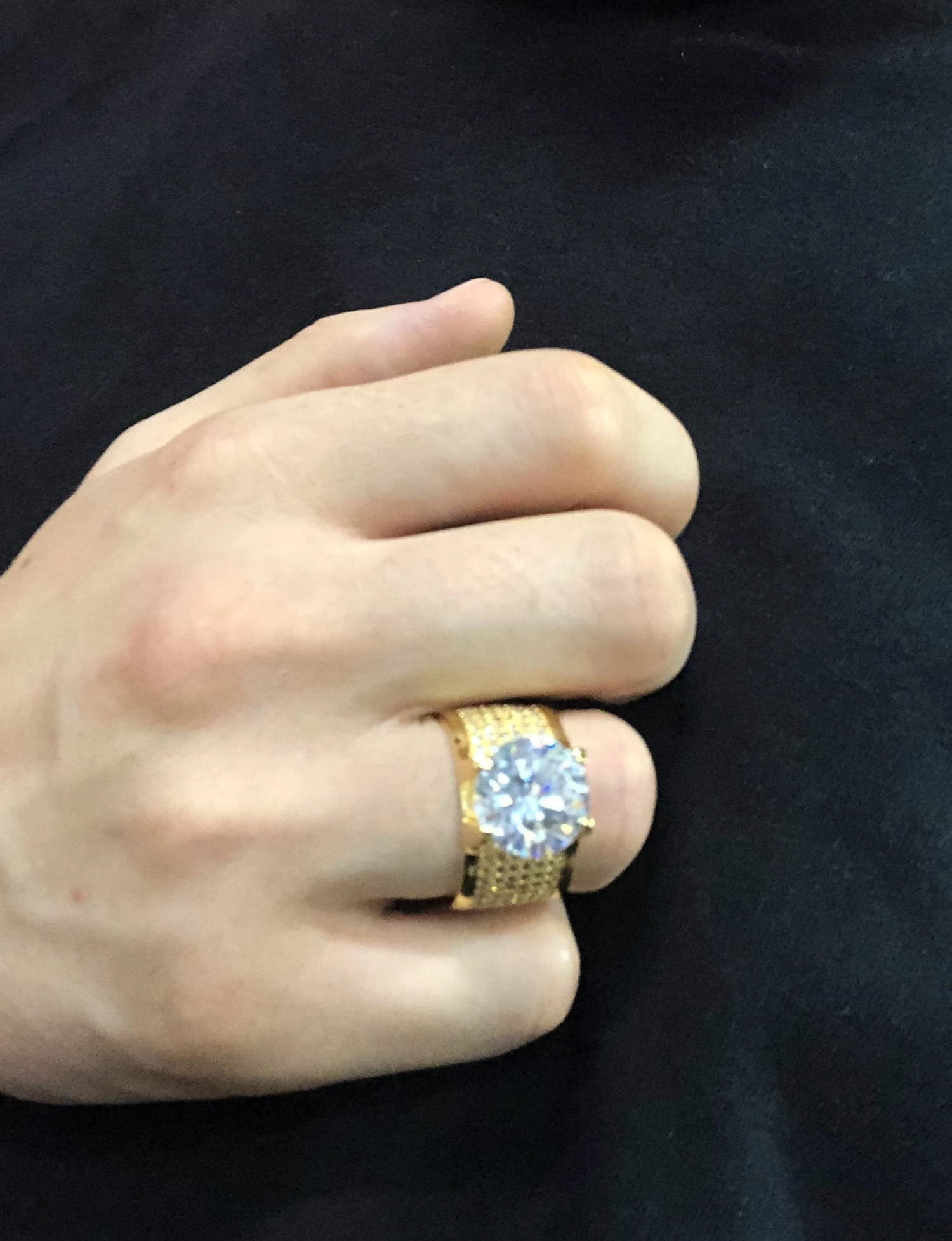 .925 Silver 20ct Solitaire Eternity Band Gold CZ Ring 7 .925 Silver 20ct Solitaire Eternity Band Gold CZ Ring - Image 5