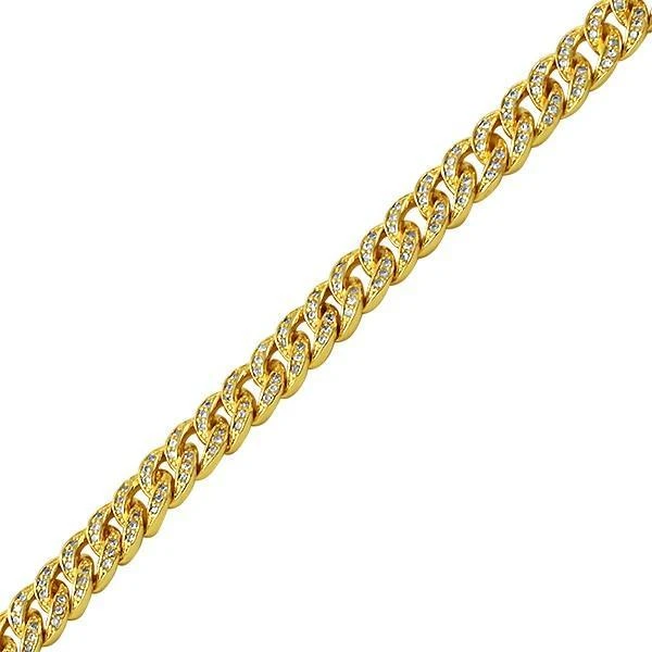 .925 Silver 6MM CZ Bling Bling Gold Cuban Links Chain 4 .925 Silver 6MM CZ Bling Bling Gold Cuban Links Chain - Image 2