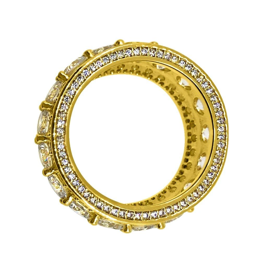 .925 Silver Bling Bling Royal 360 Eternity Band Gold CZ Ring 6 .925 Silver Bling Bling Royal 360 Eternity Band Gold CZ Ring - Image 4