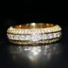 .925 Silver Princess Cut Channel Set CZ Eternity Band Ring In Gold