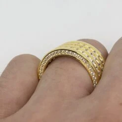 .925 Silver Triple Row CZ Eternity Band Bling Bling Ring In Gold -Luxe Jewelry Sales 925 silver triple row cz eternity band bling bling ring in gold 7 hiphopbling 952194