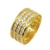 .925 Silver Triple Row CZ Eternity Band Bling Bling Ring In Gold
