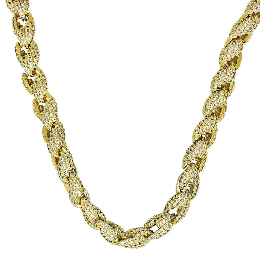 .925 Sterling Silver Bling Bling Rope Chain 8MM CZ Gold 3 .925 Sterling Silver Bling Bling Rope Chain 8MM CZ Gold