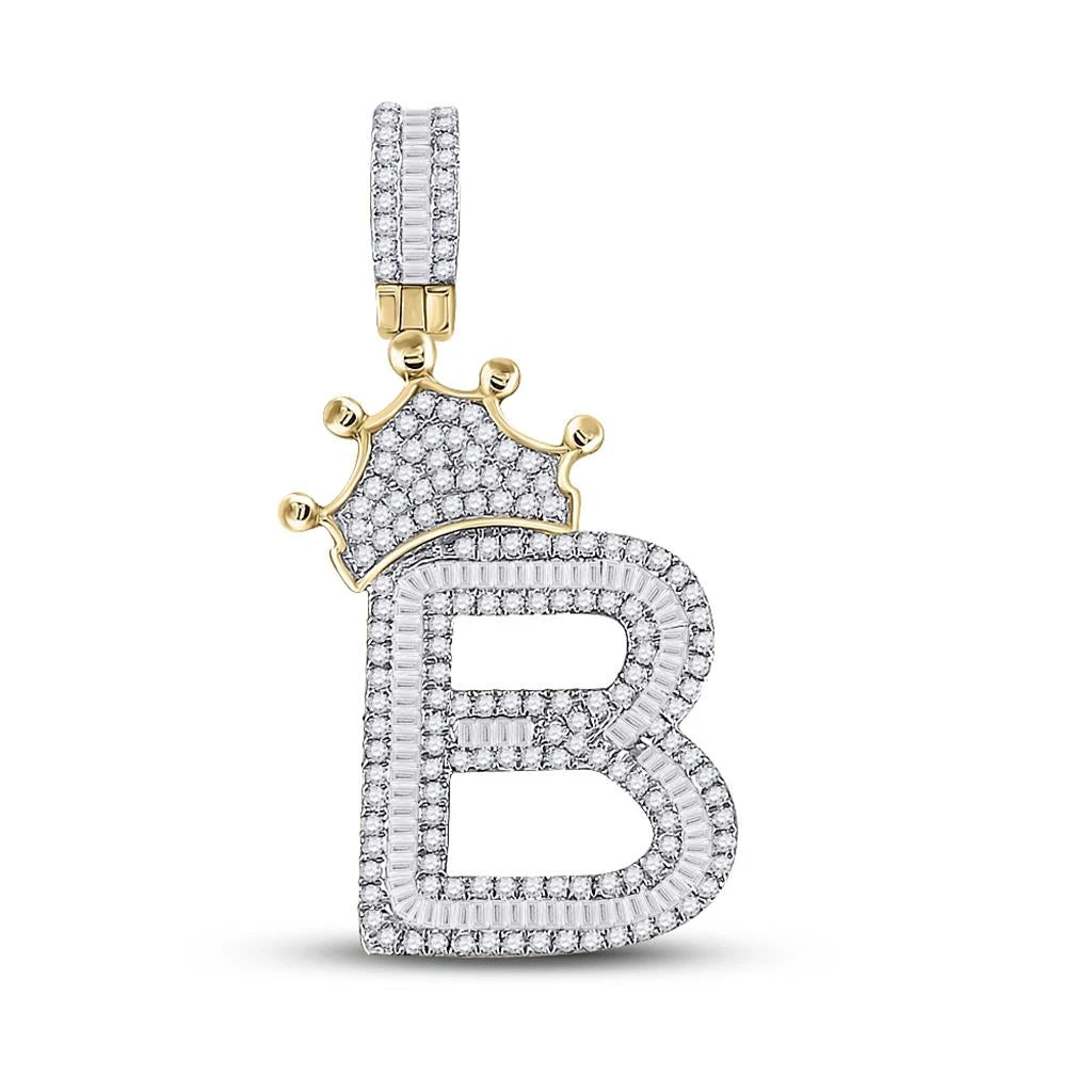 A-Z Crown Letter Initial Baguette Diamond Pendant 10K Yellow Gold 3 A-Z Crown Letter Initial Baguette Diamond Pendant 10K Yellow Gold
