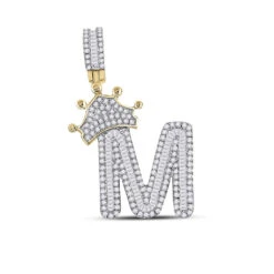 A-Z Crown Letter Initial Baguette Diamond Pendant 10K Yellow Gold 9 A-Z Crown Letter Initial Baguette Diamond Pendant 10K Yellow Gold -Luxe Jewelry Sales a z crown letter initial baguette diamond pendant 10k yellow gold m hiphopbling 672931