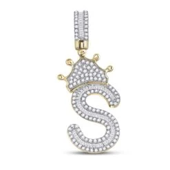 A-Z Crown Letter Initial Baguette Diamond Pendant 10K Yellow Gold 10 A-Z Crown Letter Initial Baguette Diamond Pendant 10K Yellow Gold -Luxe Jewelry Sales a z crown letter initial baguette diamond pendant 10k yellow gold s hiphopbling 539773