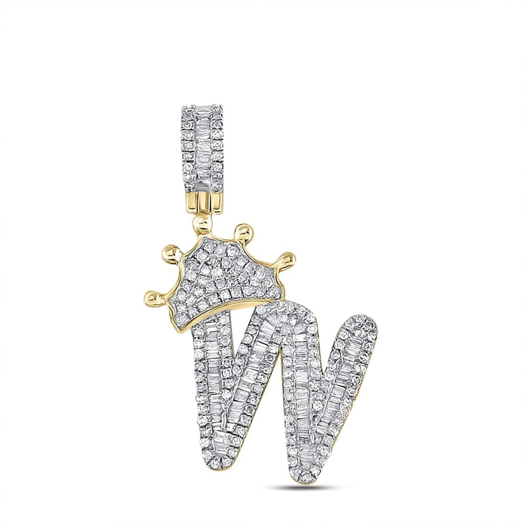 A-Z Crown Letter Initial Baguette Diamond Pendant 10K Yellow Gold 7 A-Z Crown Letter Initial Baguette Diamond Pendant 10K Yellow Gold - Image 5