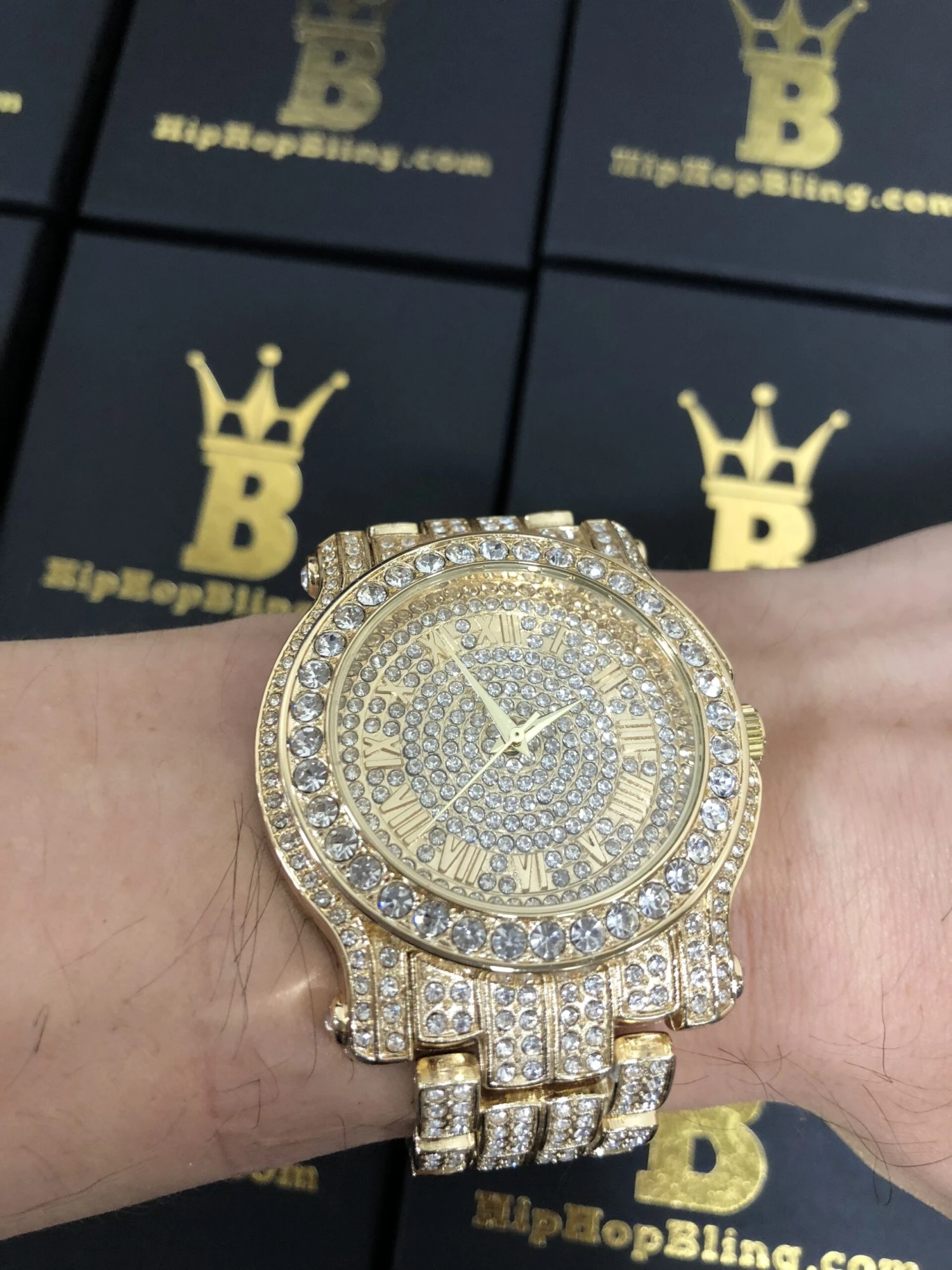 Amazing Bling Bling Gold Hip Hop Watch 3 Amazing Bling Bling Gold Hip Hop Watch