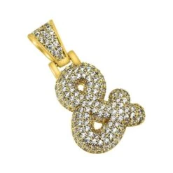 & Ampersand Symbol Gold CZ Bling Bling Pendant