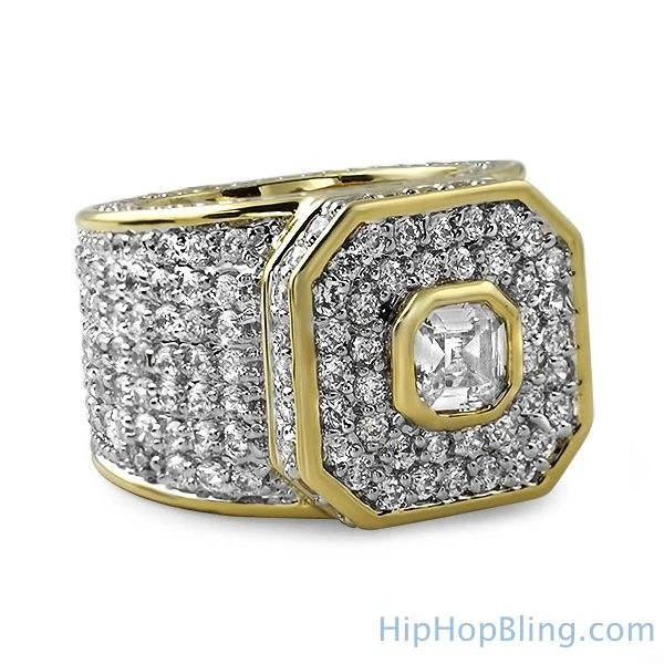 Asscher Gold Bling Bling Boss Ring 3 Asscher Gold Bling Bling Boss Ring