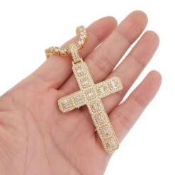 Baguette Cluster Cross Bling Pendant In White / Yellow Gold 9 Baguette Cluster Cross Bling Pendant In White / Yellow Gold -Luxe Jewelry Sales baguette cluster cross bling pendant in white yellow gold hiphopbling 488993