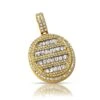 Baguette CZ Oval Bling Bling Pendant In Gold