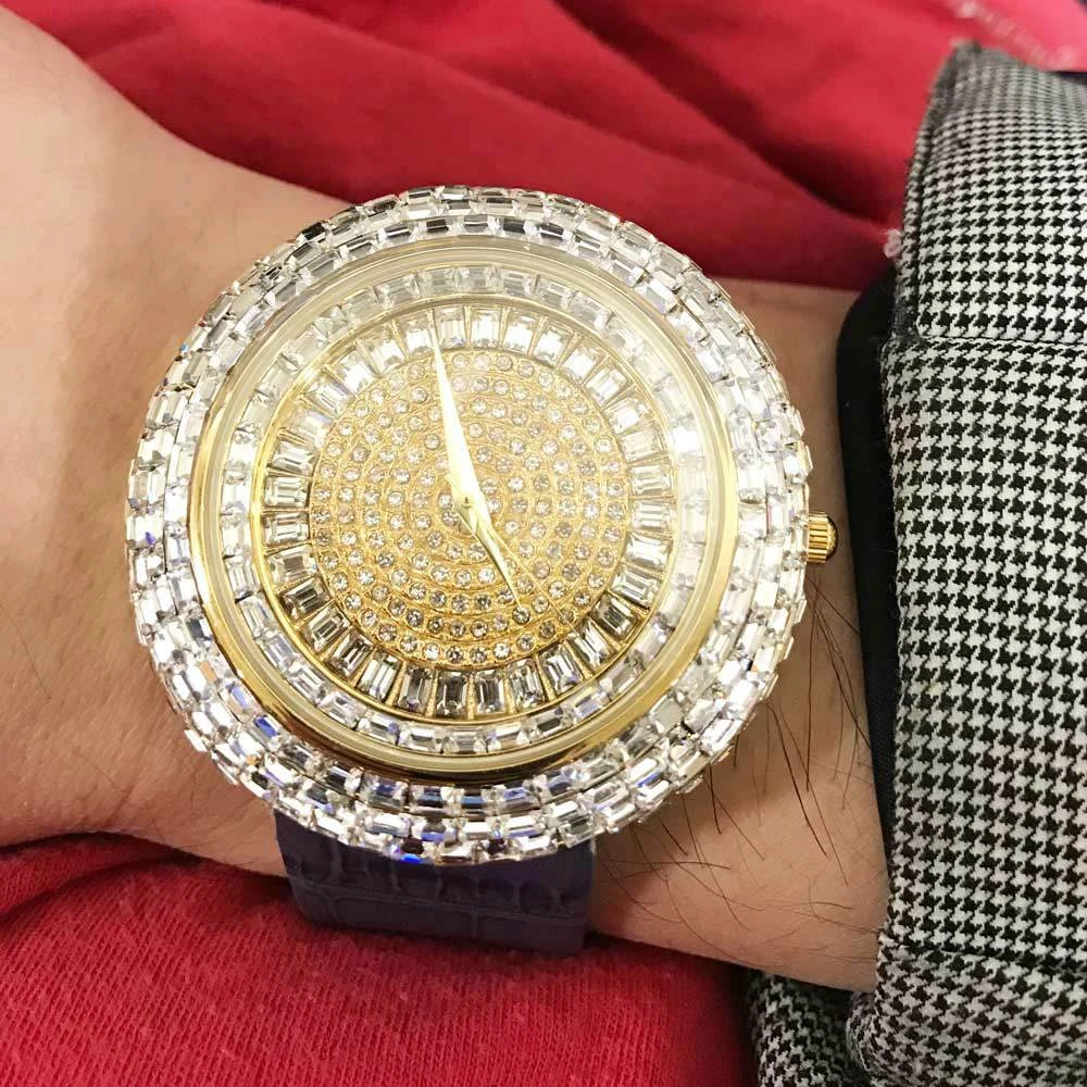 Baguette Ice Orbit Gold Bling Bling Watch Blue 5 Baguette Ice Orbit Gold Bling Bling Watch Blue - Image 3