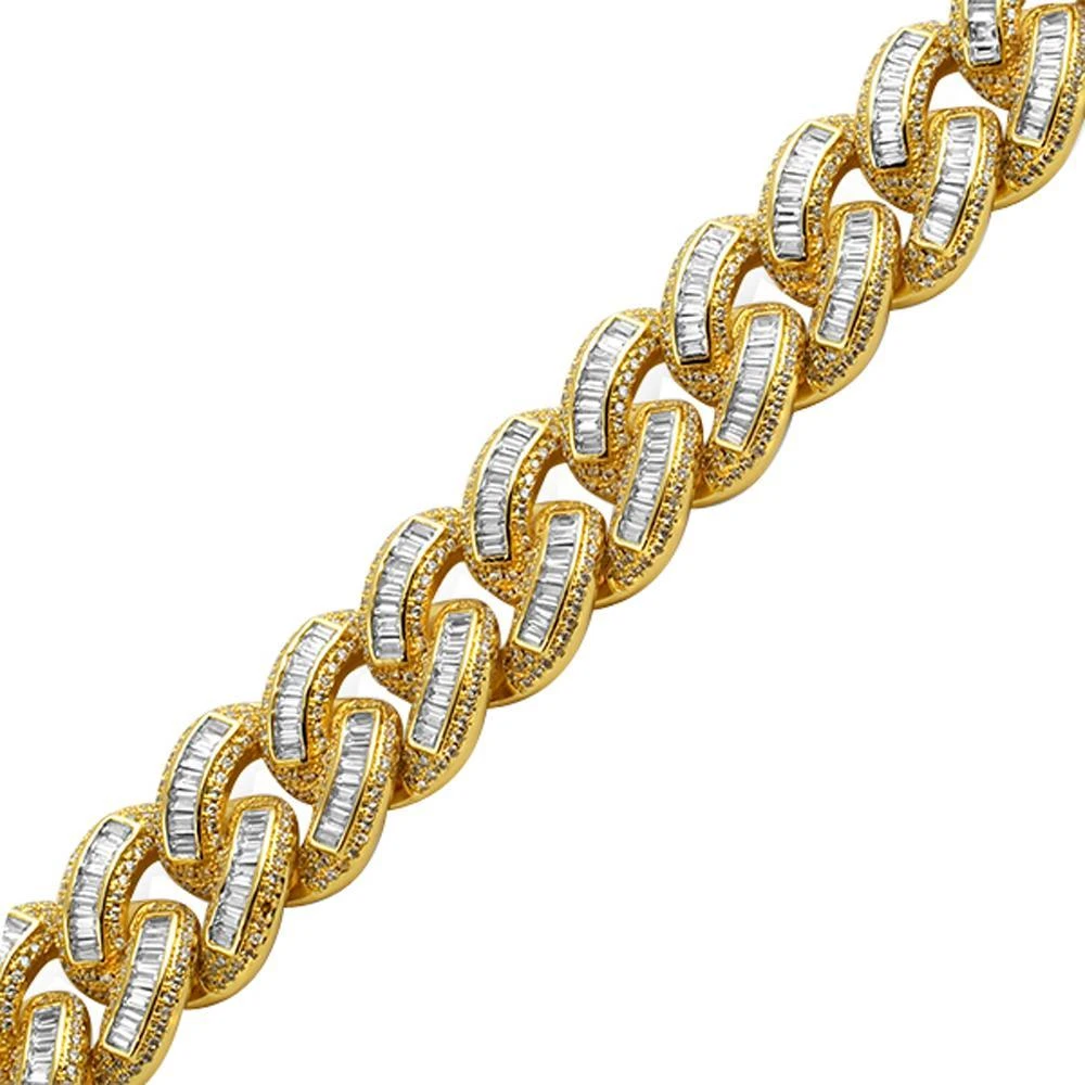 Baguette Lab Made Gold Cuban Bracelet 1400 Stones 3 Baguette Lab Made Gold Cuban Bracelet 1400 Stones