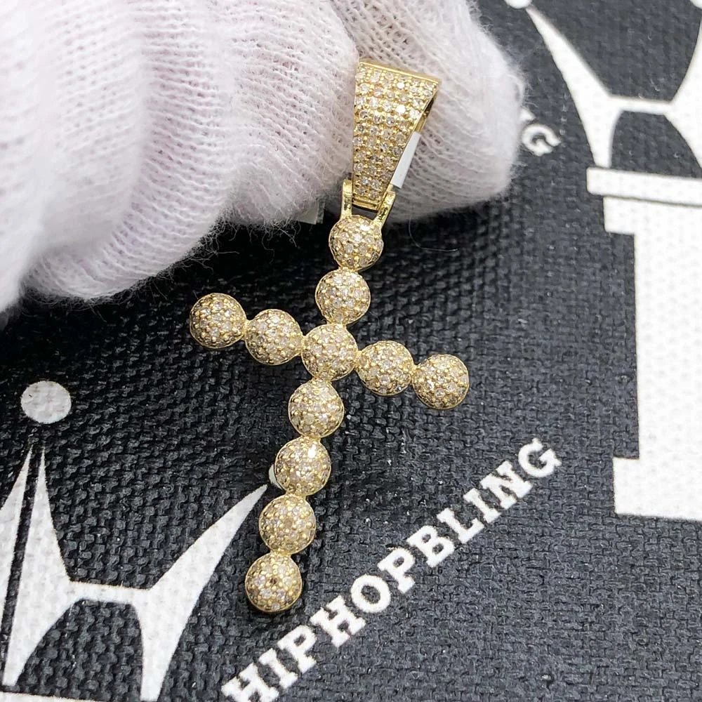 Ball Cross Diamond Pendant .53cttw 10K Yellow Gold 5 Ball Cross Diamond Pendant .53cttw 10K Yellow Gold - Image 3