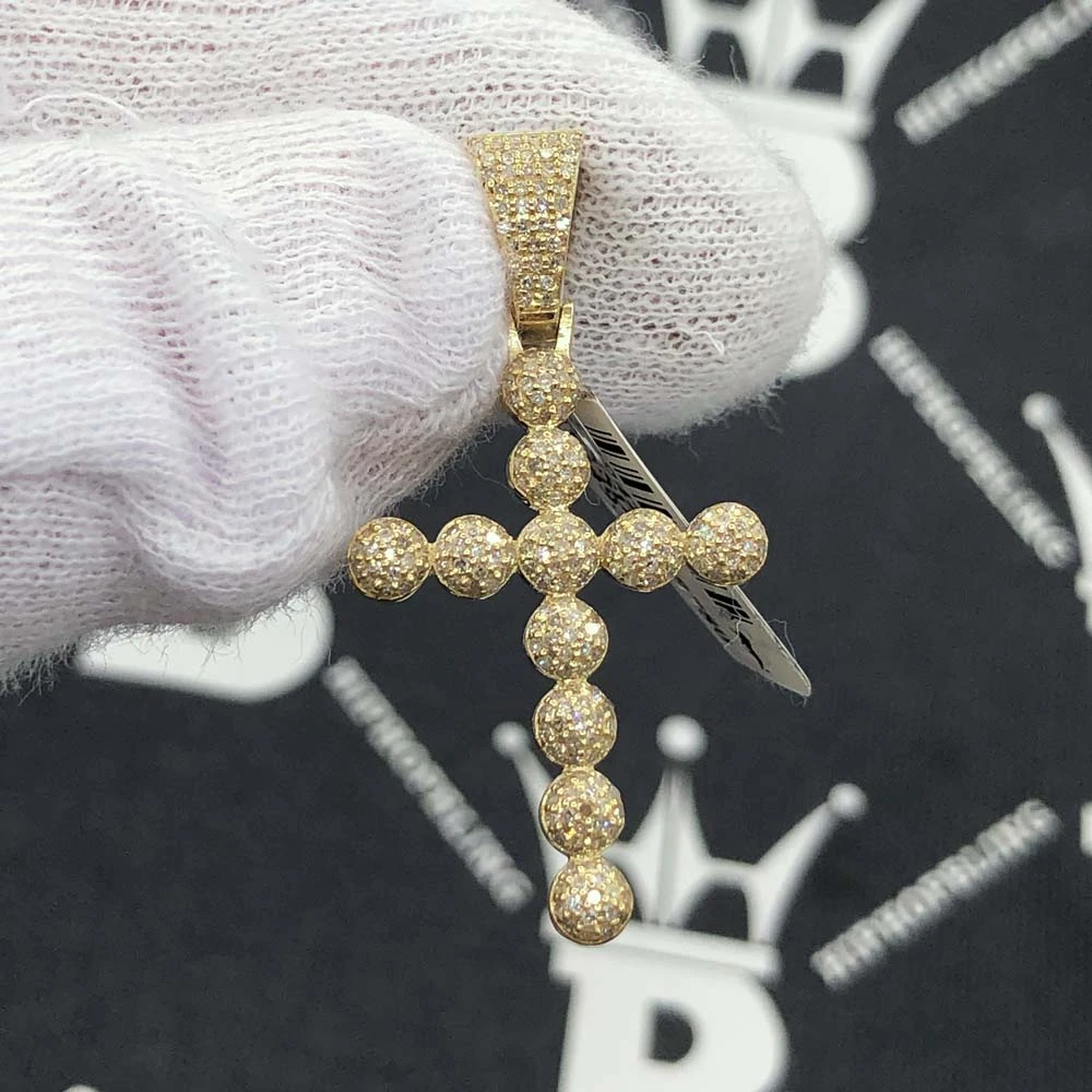 Ball Cross Diamond Pendant .53cttw 10K Yellow Gold 4 Ball Cross Diamond Pendant .53cttw 10K Yellow Gold - Image 2