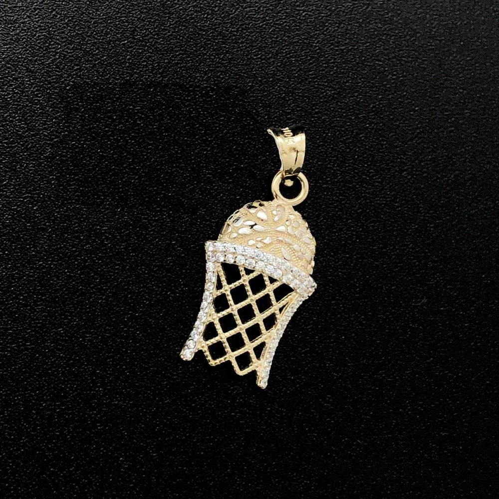 Basketball In Hoop CZ 10K Yellow Gold Pendant 3 Basketball In Hoop CZ 10K Yellow Gold Pendant