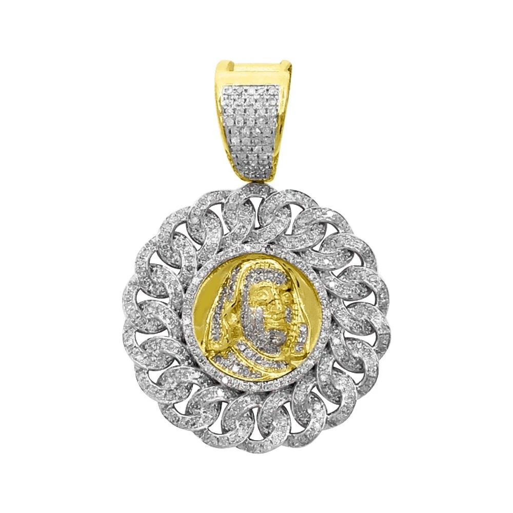 Ben Franklin Cuban Diamond Pendant .78cttw 10K Yellow Gold 3 Ben Franklin Cuban Diamond Pendant .78cttw 10K Yellow Gold