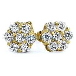 Big Cluster 3D Gold CZ Bling Bling Earrings