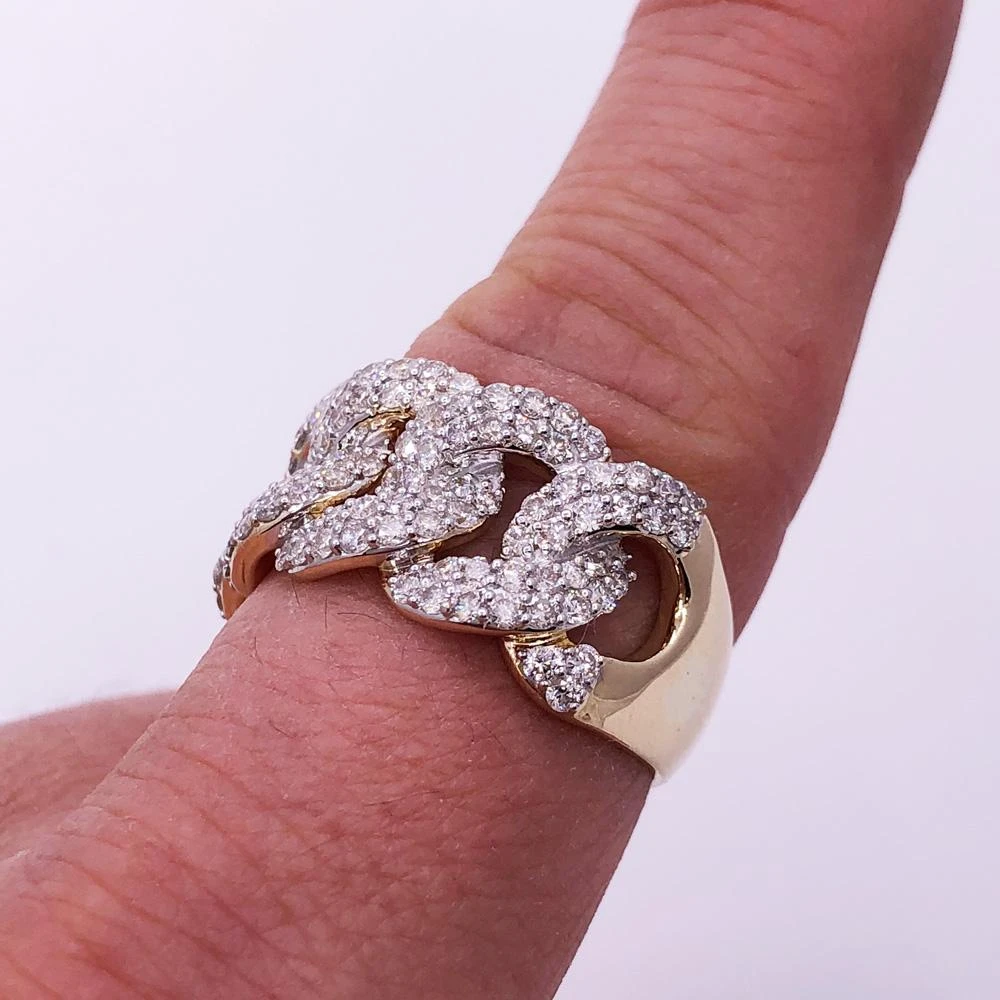 Big Cuban Link Diamond Ring 1.77cttw 10K Yellow Gold 4 Big Cuban Link Diamond Ring 1.77cttw 10K Yellow Gold - Image 2