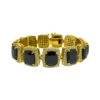 Black Gem CZ Micro Pave Gold Hip Hop Bracelet