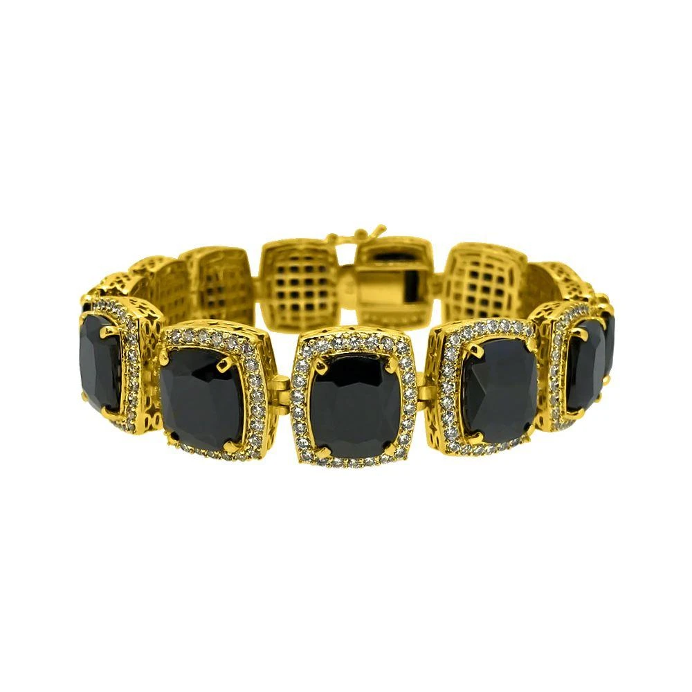 Black Gem CZ Micro Pave Gold Hip Hop Bracelet 3 Black Gem CZ Micro Pave Gold Hip Hop Bracelet