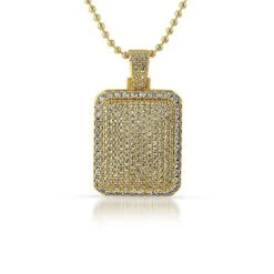 Bling Bling Mini Gold Dog Tag CZ Pendant