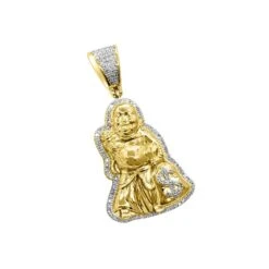 Buddha With Money Bag Diamond Pendant .38cttw 10K Yellow Gold