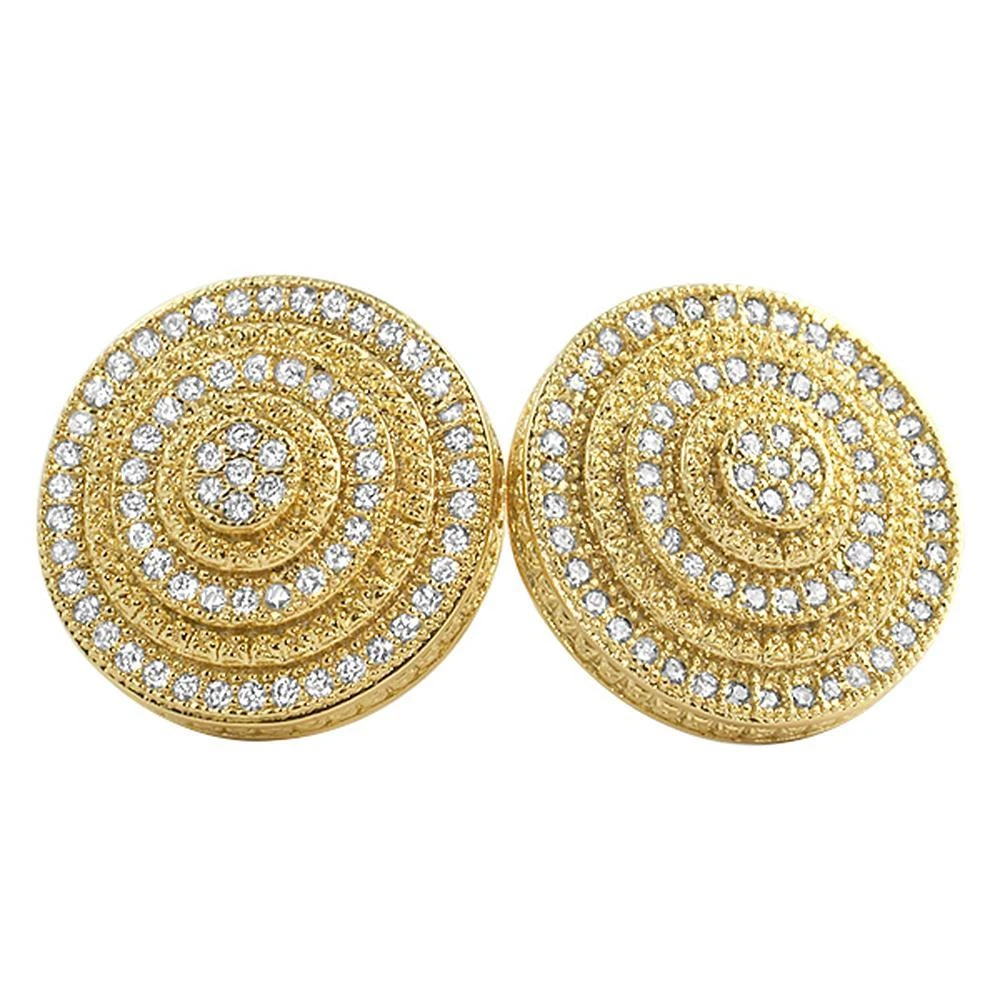BullsEye Jumbo Bling Bling Earrings Gold CZ 3 BullsEye Jumbo Bling Bling Earrings Gold CZ