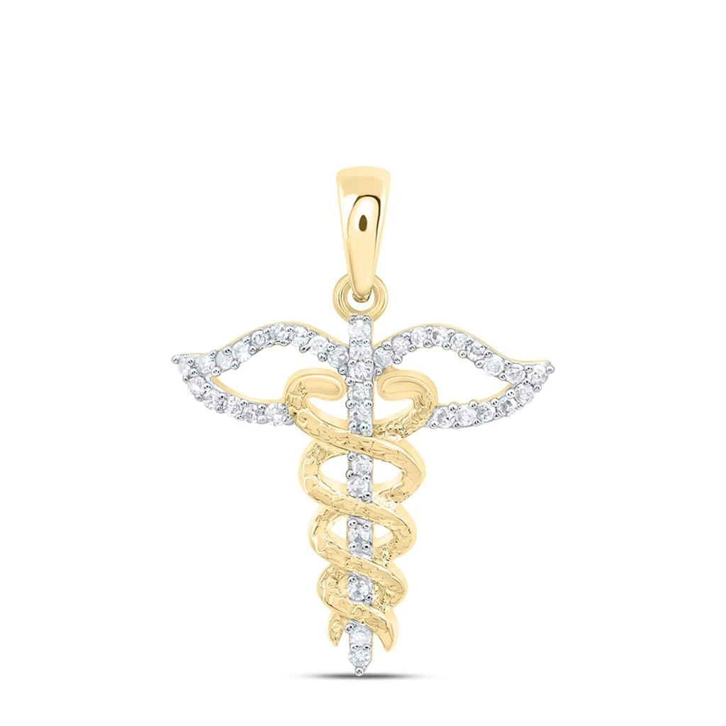 Caduceus Diamond Pendant 10K Yellow Gold 3 Caduceus Diamond Pendant 10K Yellow Gold