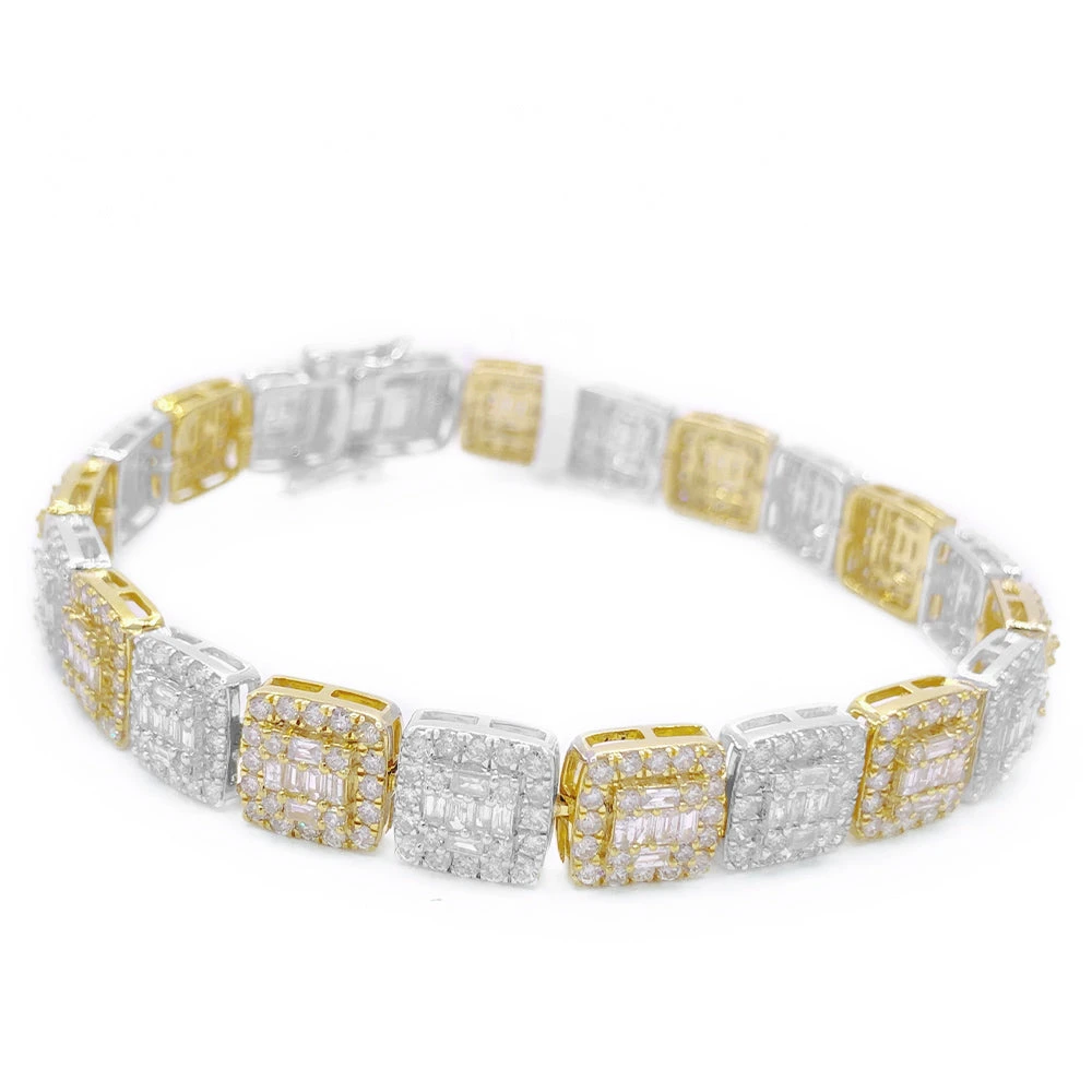 Cluster Link Diamond Bracelet 8.88 Carats 10K Yellow /White Gold 4 Cluster Link Diamond Bracelet 8.88 Carats 10K Yellow /White Gold - Image 2