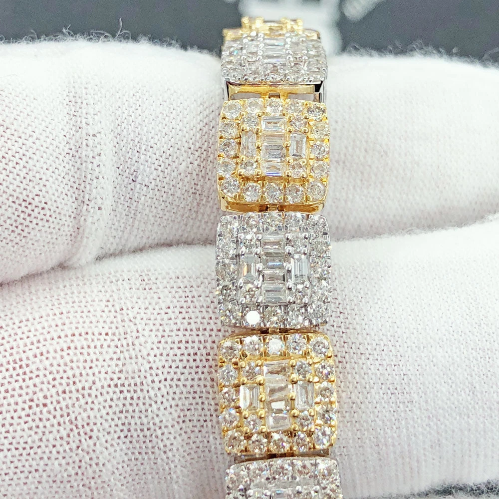 Cluster Link Diamond Bracelet 8.88 Carats 10K Yellow /White Gold 6 Cluster Link Diamond Bracelet 8.88 Carats 10K Yellow /White Gold - Image 4